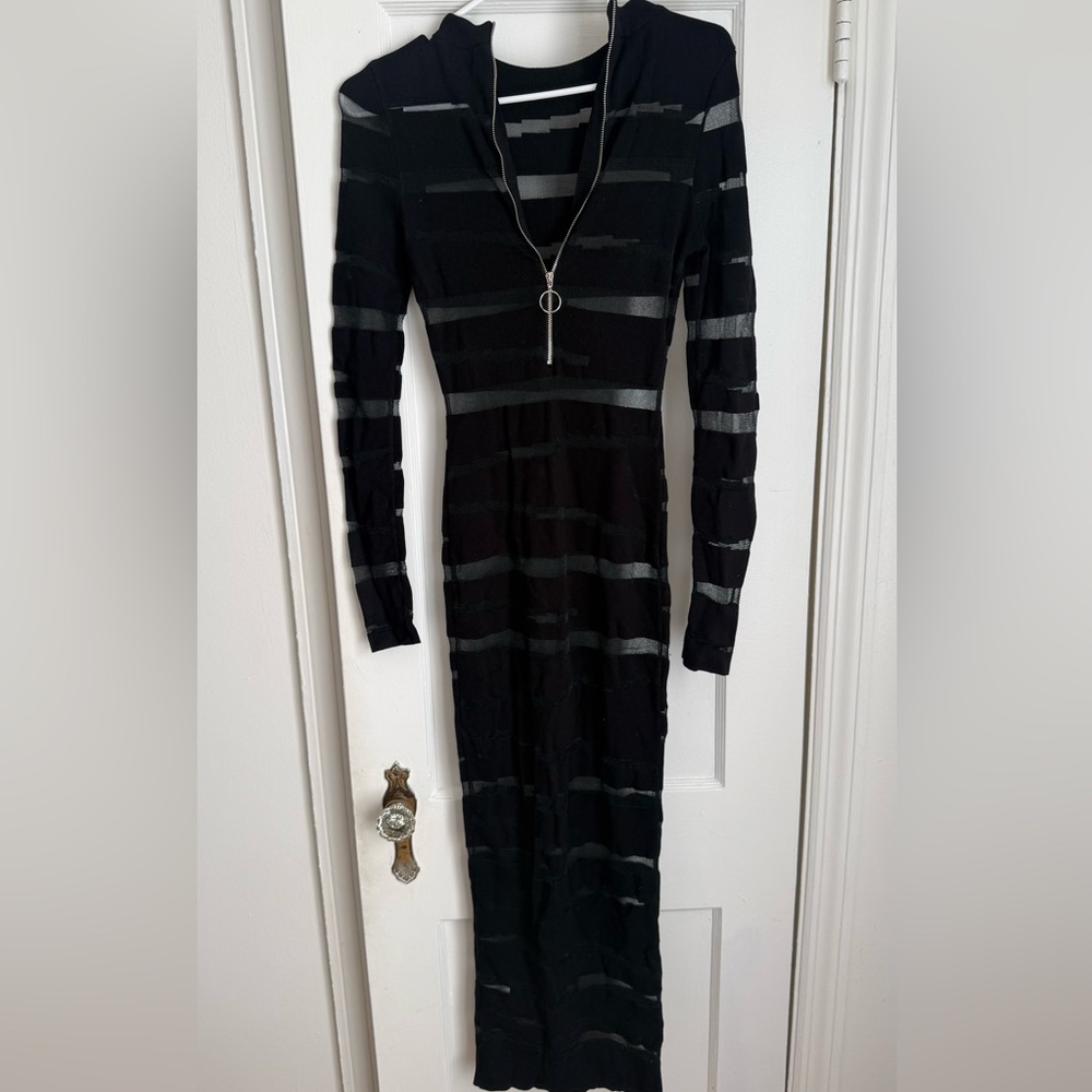 Elegant Black Striped Dress